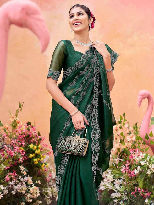 Vasthrlay Shimmer Chiffon Unstitched Maroon Saree