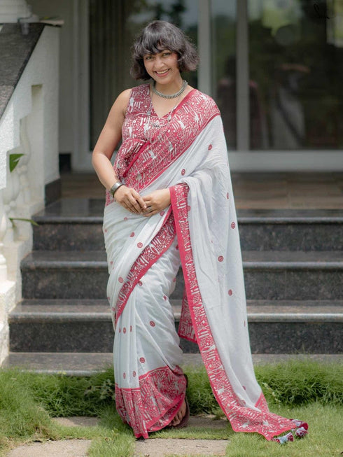 Vasthrlay Printed Contrast Combination Kalamkari
