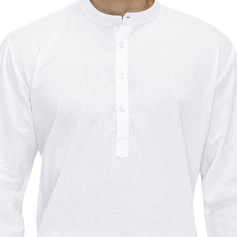 Vasthrlay Men's White Cotton Kurta Pyjama for Festive