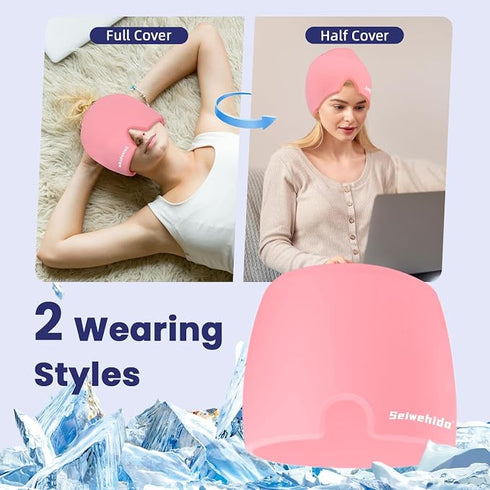 SEIWEHIDO Migraine Headache Relief Cap Head Ice Pack Wrap Cold Cap Hat for Migraines Headache