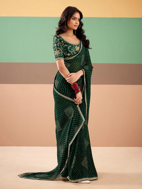 Vasthrlay Georgette Embroidery Red Saree