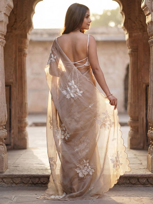 Vasthrlay Georgette Sequence Embroidered Unstitched Ethnic Wear