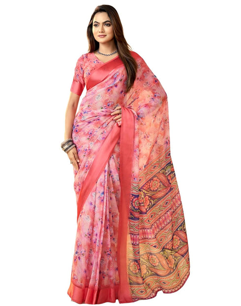 Vasthrlay Georgette Printed Unstitched Multicolor Saree
