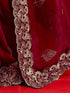 Vasthrlay Scalloped Embroidery Maroon Saree