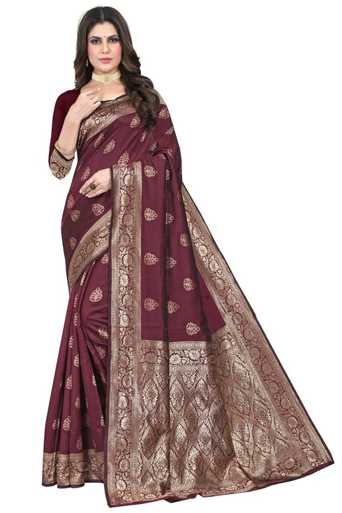 Vasthrlay Maroon Kanchipuram Ethnic Wear