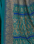 Vasthrlay Womens Printed Teal Blue Saree With Unstitched Blouse Piece