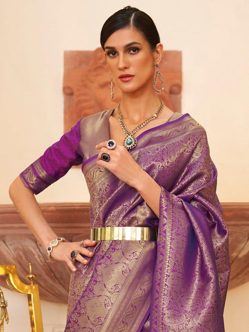 Vasthrlay Women's Kanjivaram Silk Unstitched Saree