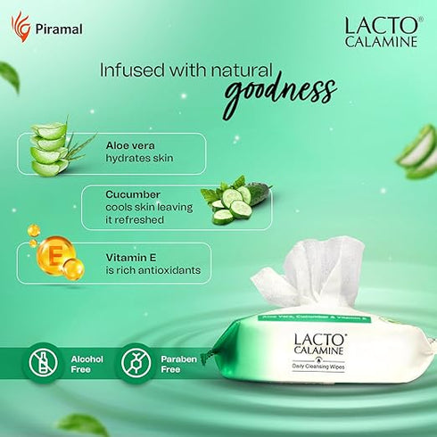 Lacto Calamine Daily Cleansing Facial Wipes - 25N Each