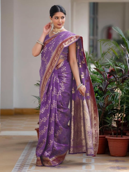 Vasthrlay Weaving Banarasi Maroon Saree
