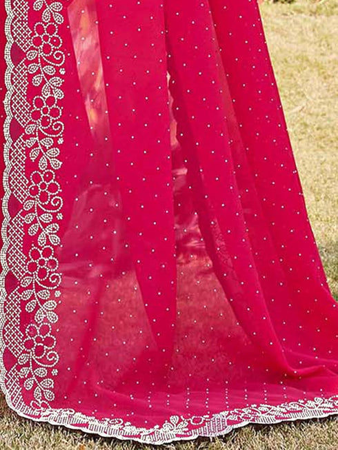Vasthrlay Shimmer Georgette Olive Saree