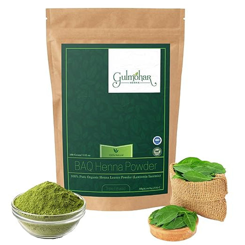Gulmohar Organic BAQ Mehandi Powder