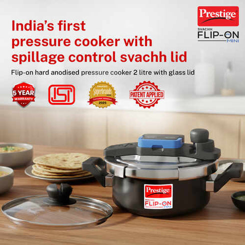 Prestige Svachh Flip-on Mini Hard Anodised Spillage Control Pressure Cooker 2 L