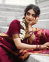 Vasthrlay Banarasi Jacquard Unstitched Dark Green Saree