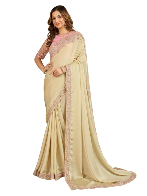 Vasthrlay Embroidery Unstitched Beige Ethnic Wear