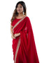 Vasthrlay Sequence Embroidery Unstitched Red Saree
