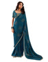 Vasthrlay Georgette Embroidery Unstitched Dark Green Saree