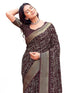 Vasthrlay Georgette Jacquard Purple Saree With Unstitched Blouse Piece