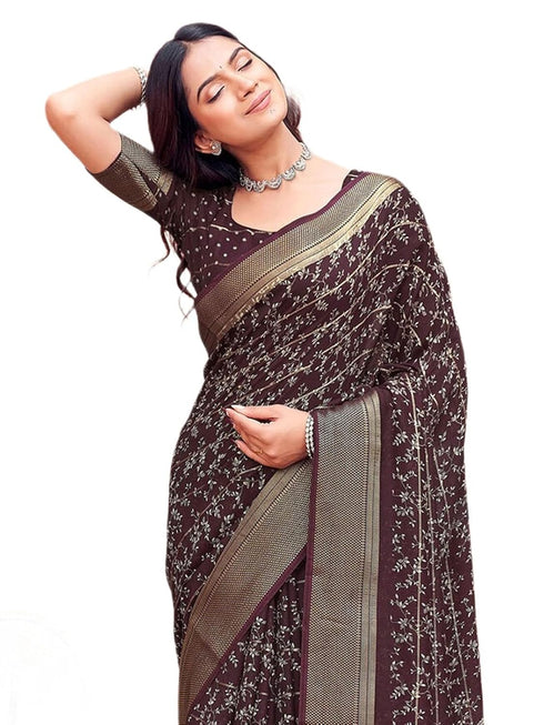 Vasthrlay Georgette Jacquard Unstitched Purple Saree