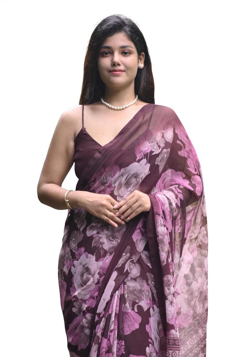 Vasthrlay Fashion Chiffon Georgette Coral Ethnic Wear