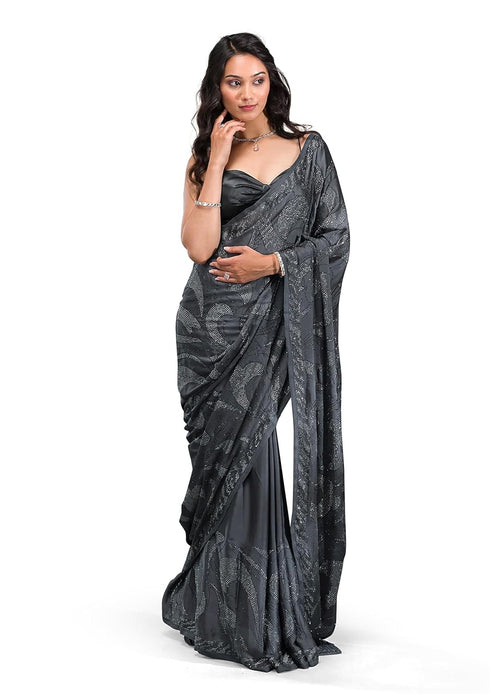Vasthrlay Siroski Unstitch Black Ethnic Wear