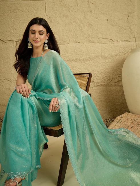 Vasthrlay Shimmer Chiffon Unstitched Designer Ethnic Wear