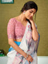 Vasthrlay Digital Printed Off-White Saree With Pink Unstitched Blouse Piece