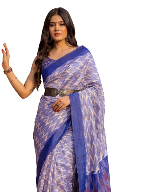 Vasthrlay Banglori Printed Unstitched Peach Saree