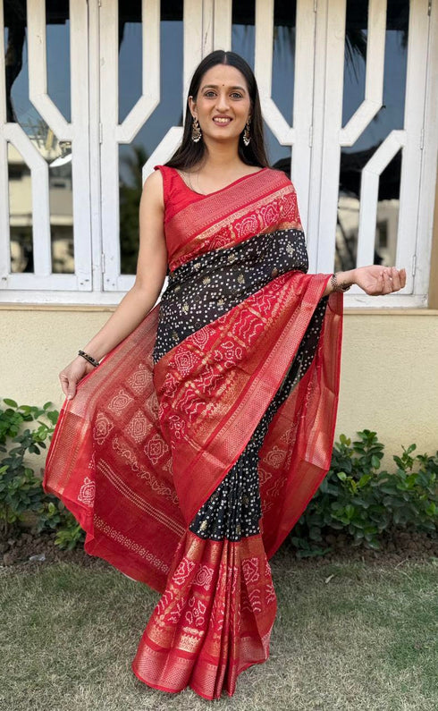Vasthrlay Bandhani Weaving Contrast