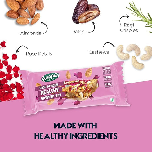 Happilo Rose Almonds Healthy Dry Fruit Bar
