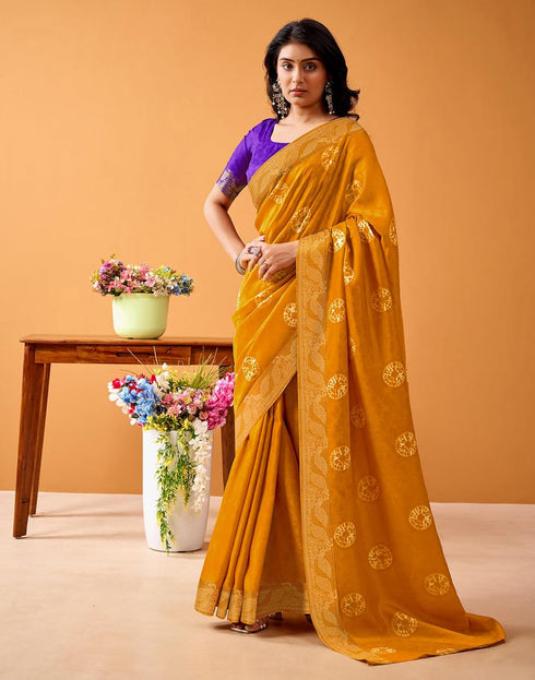 Vasthrlay Weaving Printed Unstitched Maroon Saree