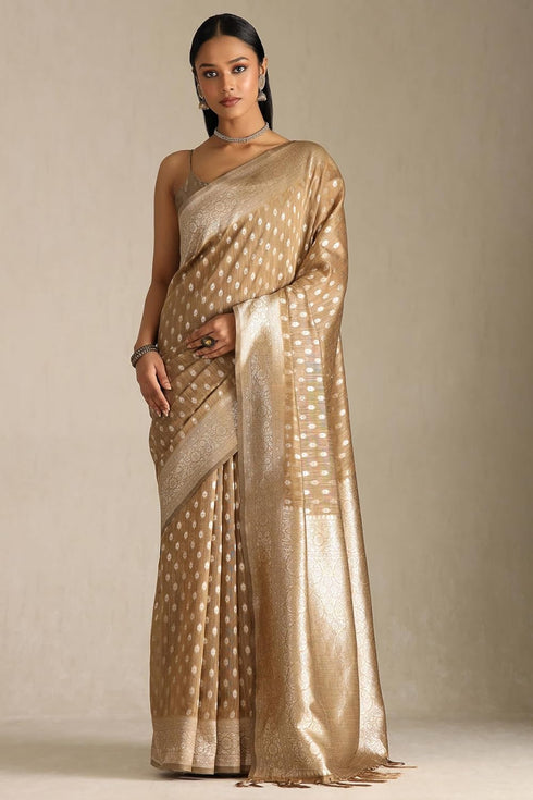 Vasthrlay Beige Tussar Floral