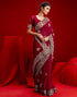Vasthrlay Embroidery Scalloped Unstitched Maroon Saree
