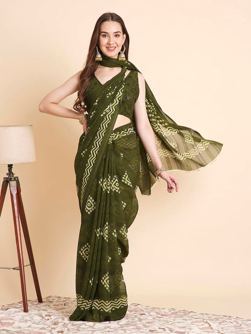 Vasthrlay Shimmer Georgette Printed Rani Saree