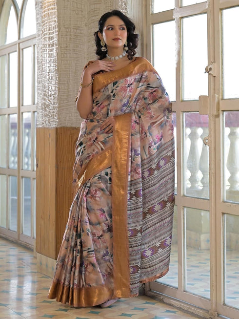 Vasthrlay Printed Weaving Unstitched Multicolor Saree