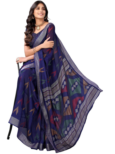 Vasthrlay Womens Printed Unstitched Beige Saree