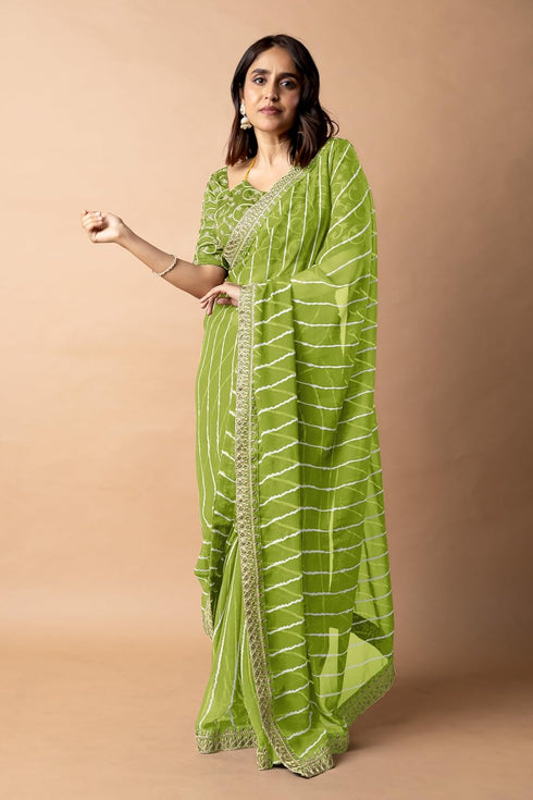 Vasthrlay Fashion Georgette Leheriya Printed Ethnic Wear