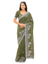 Vasthrlay Scalloped Embroidery Turquoise Saree