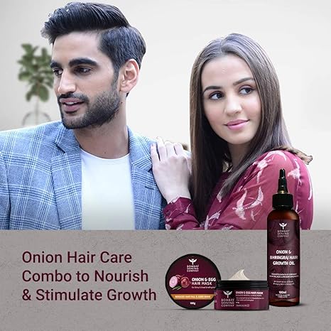 Bombay Shaving Company Onion & Egg Hair Mask, Onion & Bhringraj Hair Oil