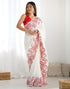 Vasthrlay Embroidery Scalloped Unstitched Off White Saree