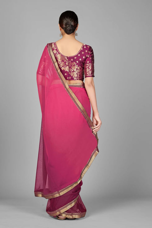 Vasthrlay Two Tone Georgette Turquoise Embroidered