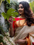 Vasthrlay Womens Weaving Unstitched Cream Saree