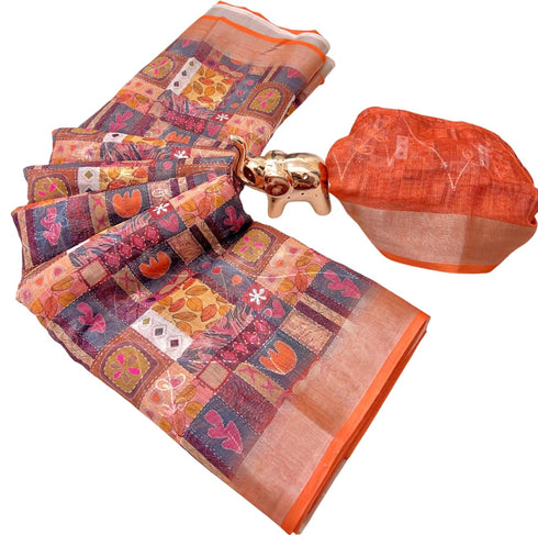 Vasthrlay Tussar Handloom Printed