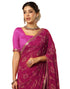 Vasthrlay Georgette Bandhani Unstitched Rani Pink Saree