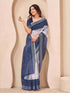 Vasthrlay Bandhani Embroidery Unstitched White Saree