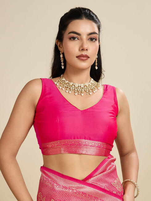 Vasthrlay Kanjivaram Wedding Banarasi Weaving Wine Pink