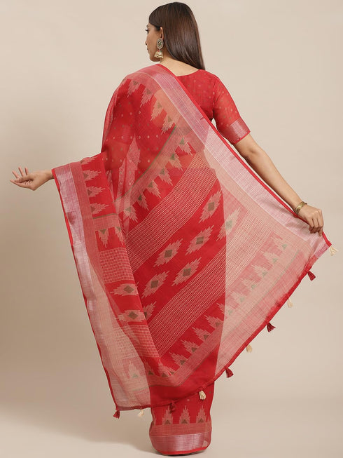 Vasthrlay Geometric Unstitched Peach Ethnic Wear
