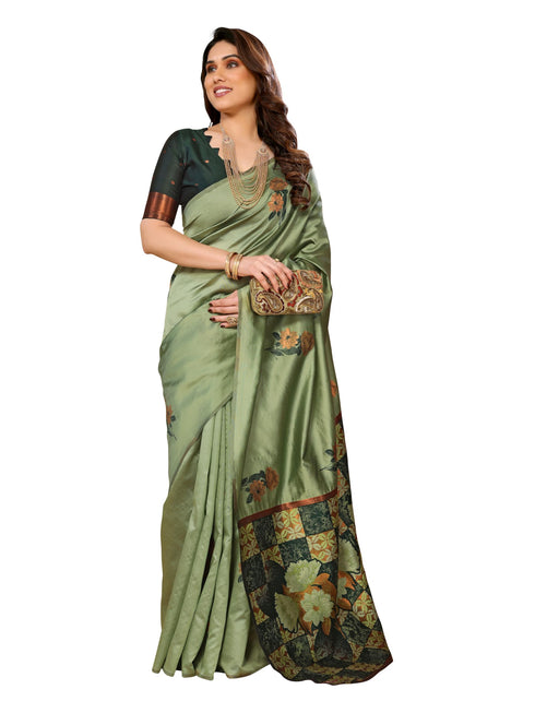 Vasthrlay Grey Kanjivaram Unstitched Saree