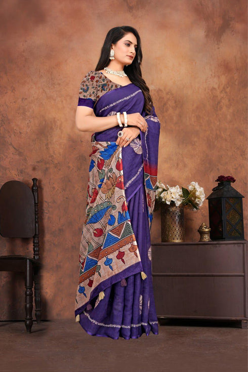 Vasthrlay Cotton Kalamkari Border Matching