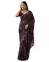 Vasthrlay Georgette Bandhani Wine Saree With Unstitched Blouse Piece