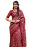 Vasthrlay Womens Printed Unstitched Red Saree